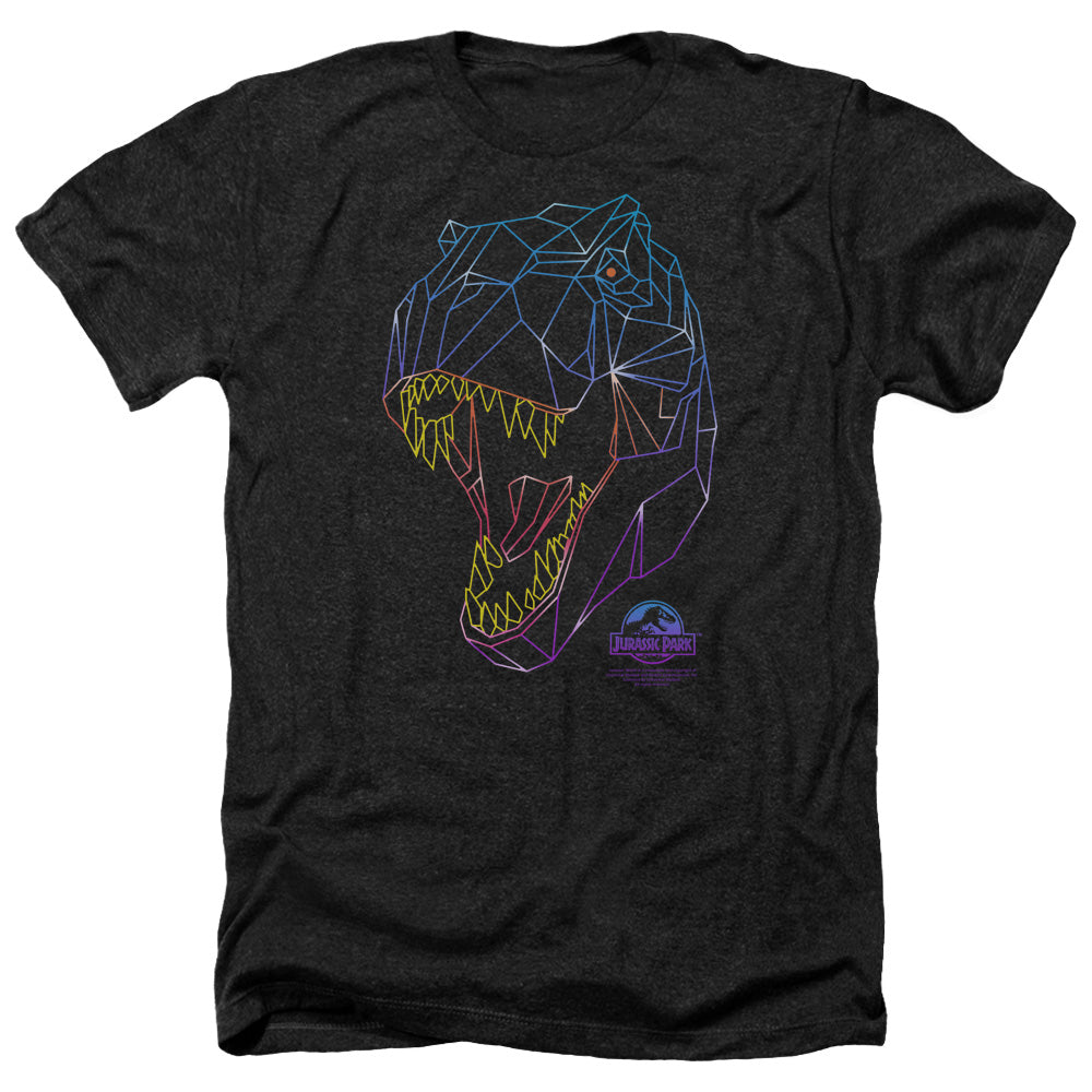 Jurassic Park Neon T-Rex Men's 30/1 Heather 60 40 Poly Short-Sleeve T-Shirt
