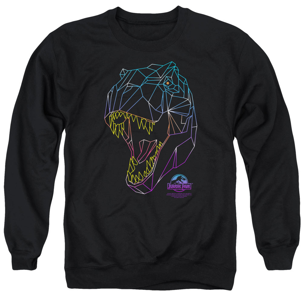 Jurassic Park Neon T-Rex Men's Crewneck 50 50 Poly Long-Sleeve T-Shirt