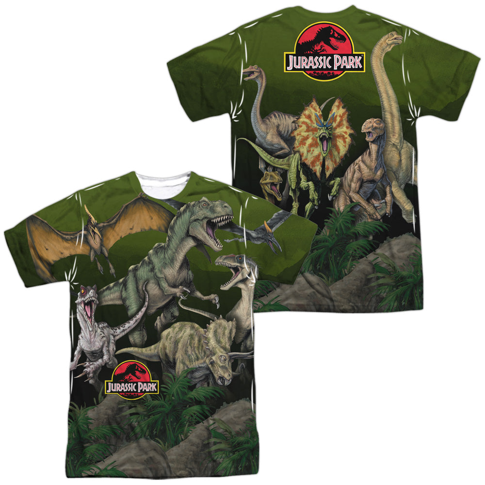 Jurassic Park Pack Of Dinos Men's Regular Fit Polyester Short-Sleeve T-Shirt