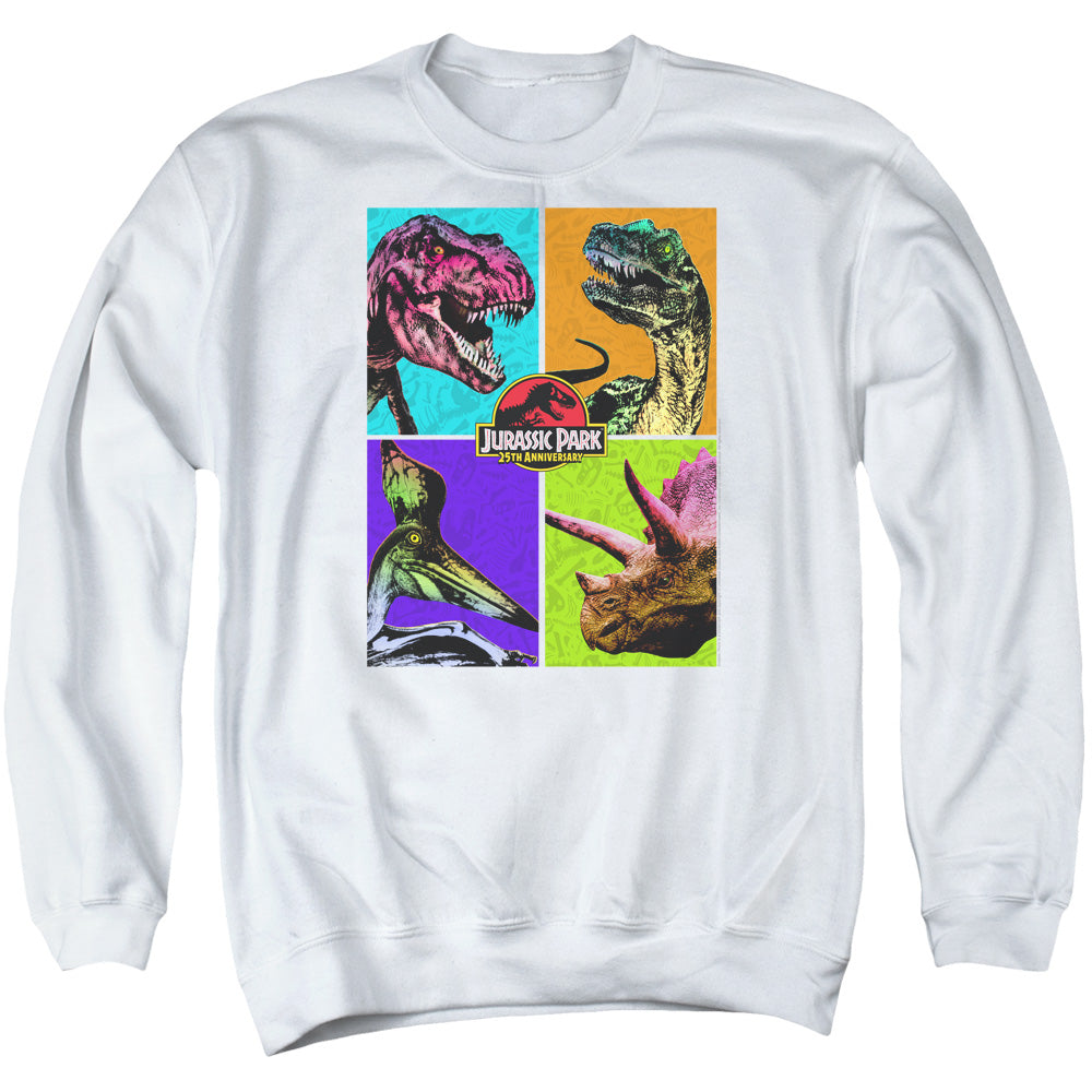 Jurassic Park Prehistoric Block Men's Crewneck 50 50 Poly Long-Sleeve T-Shirt