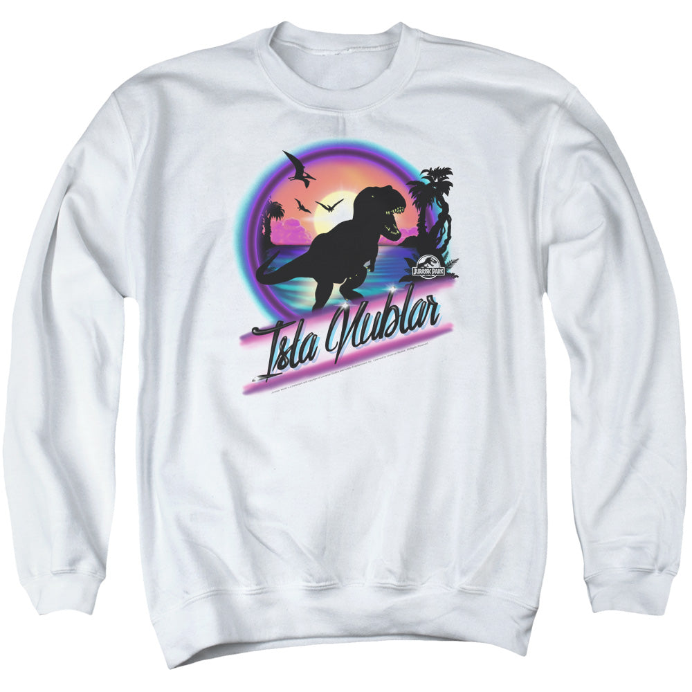 Jurassic Park Prehistoric Walk Men's Crewneck 50 50 Poly Long-Sleeve T-Shirt