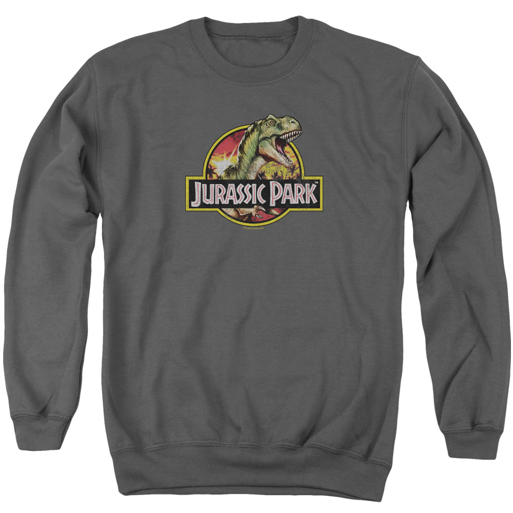 Jurassic Park Retro Rex Men's Crewneck 50 50 Poly Long-Sleeve T-Shirt