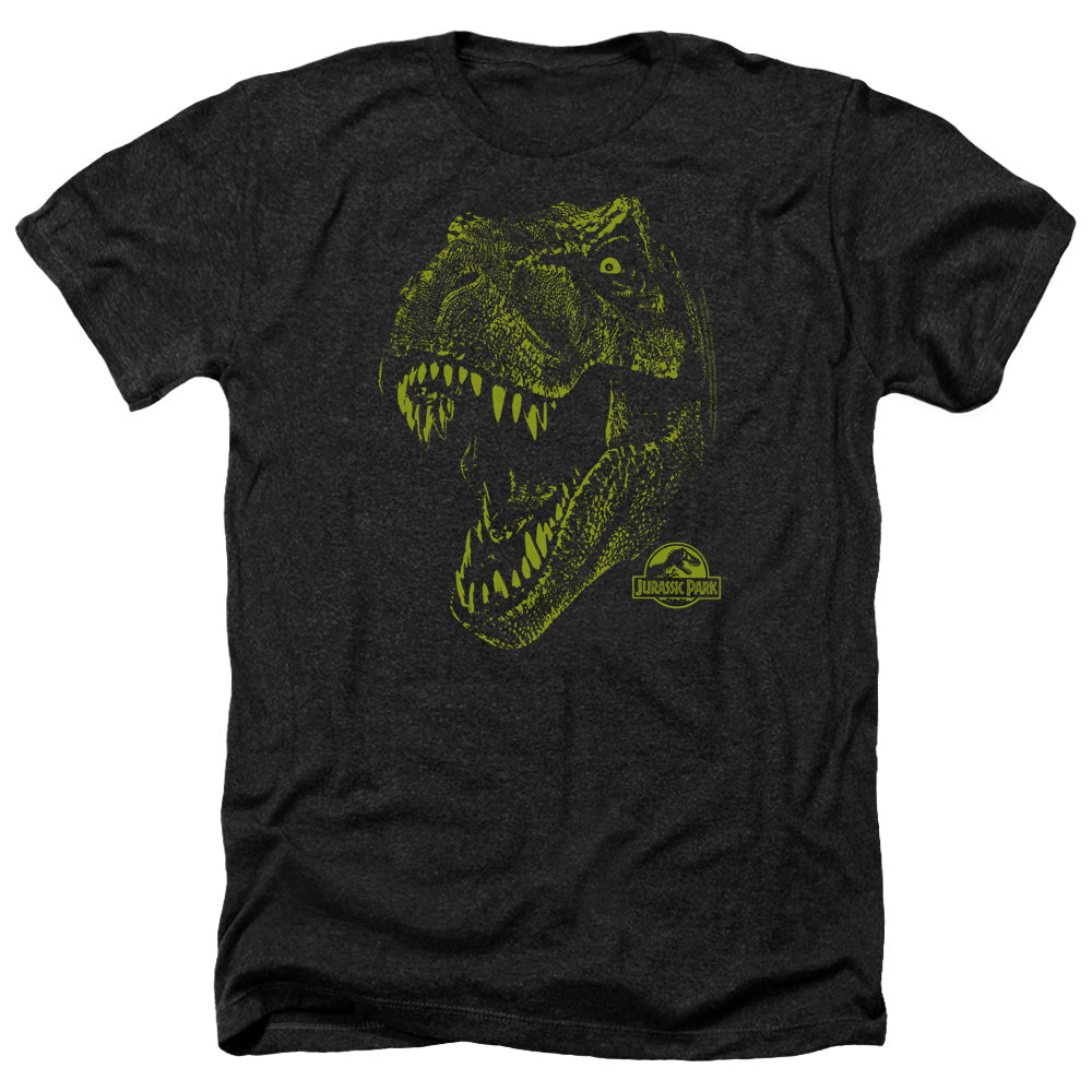 Jurassic Park Rex Mount Men's 30/1 Heather 60 40 Poly Short-Sleeve T-Shirt