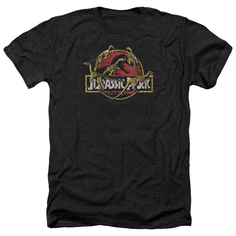 Jurassic Park Something Has Survived Men's 30/1 Heather 60 40 Poly Short-Sleeve T-Shirt