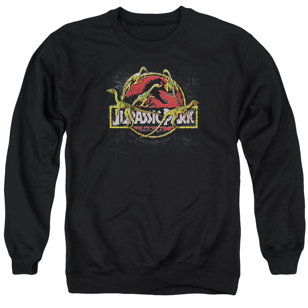 Jurassic Park Something Has Survived Men's Crewneck 50 50 Poly Long-Sleeve T-Shirt