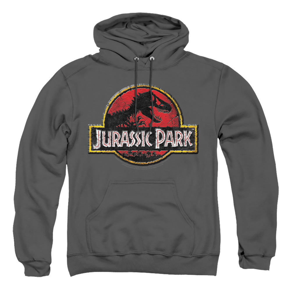 Jurassic Park Stone Logo Men's Pull-Over 75 25 Poly Hoodie