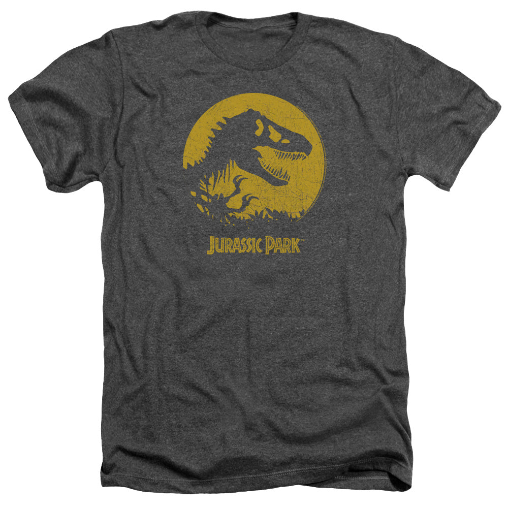 Jurassic Park T-Rex Sphere Men's 30/1 Heather 60 40 Poly Short-Sleeve T-Shirt