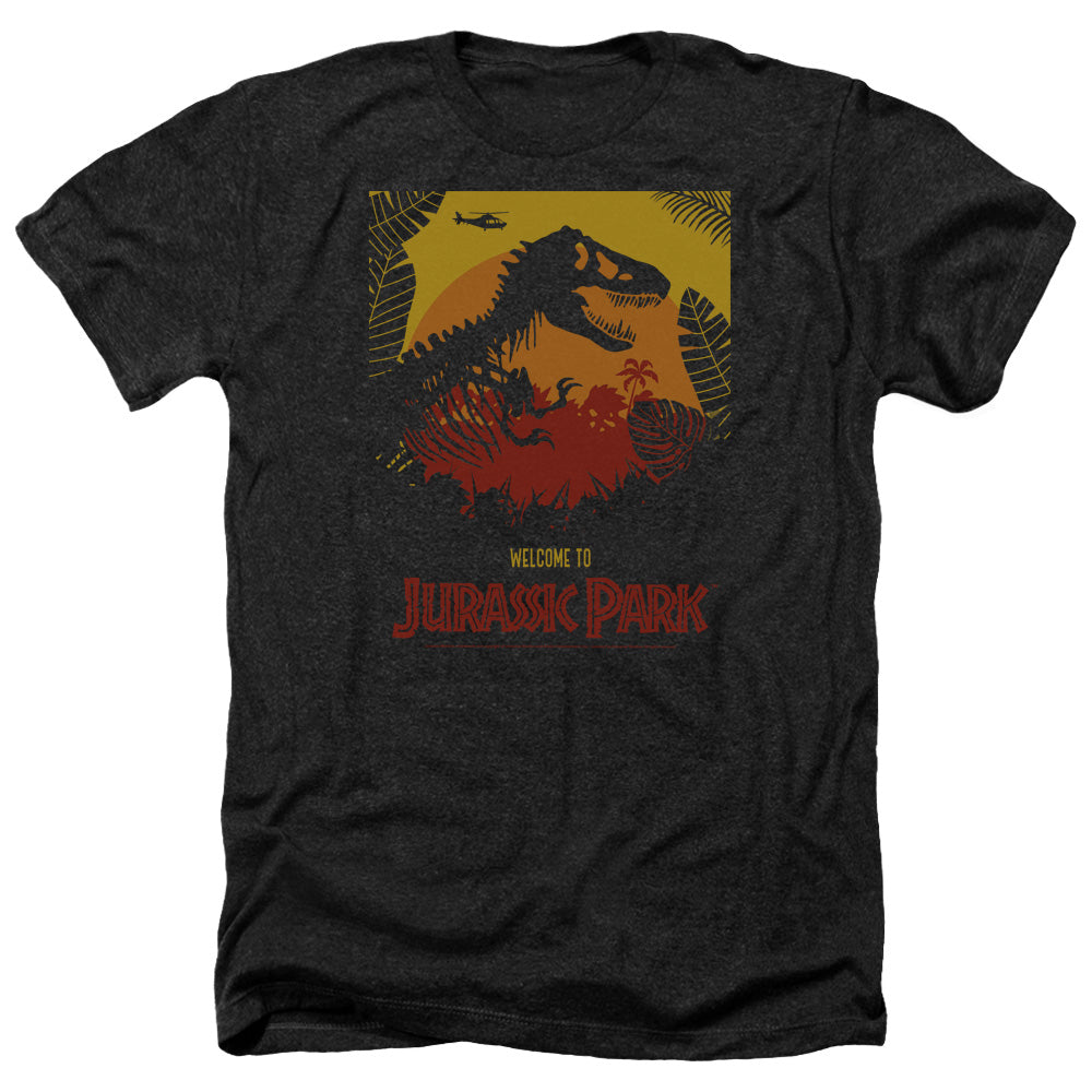 Jurassic Park Welcome To JP Men's 30/1 Heather 60 40 Poly Short-Sleeve T-Shirt