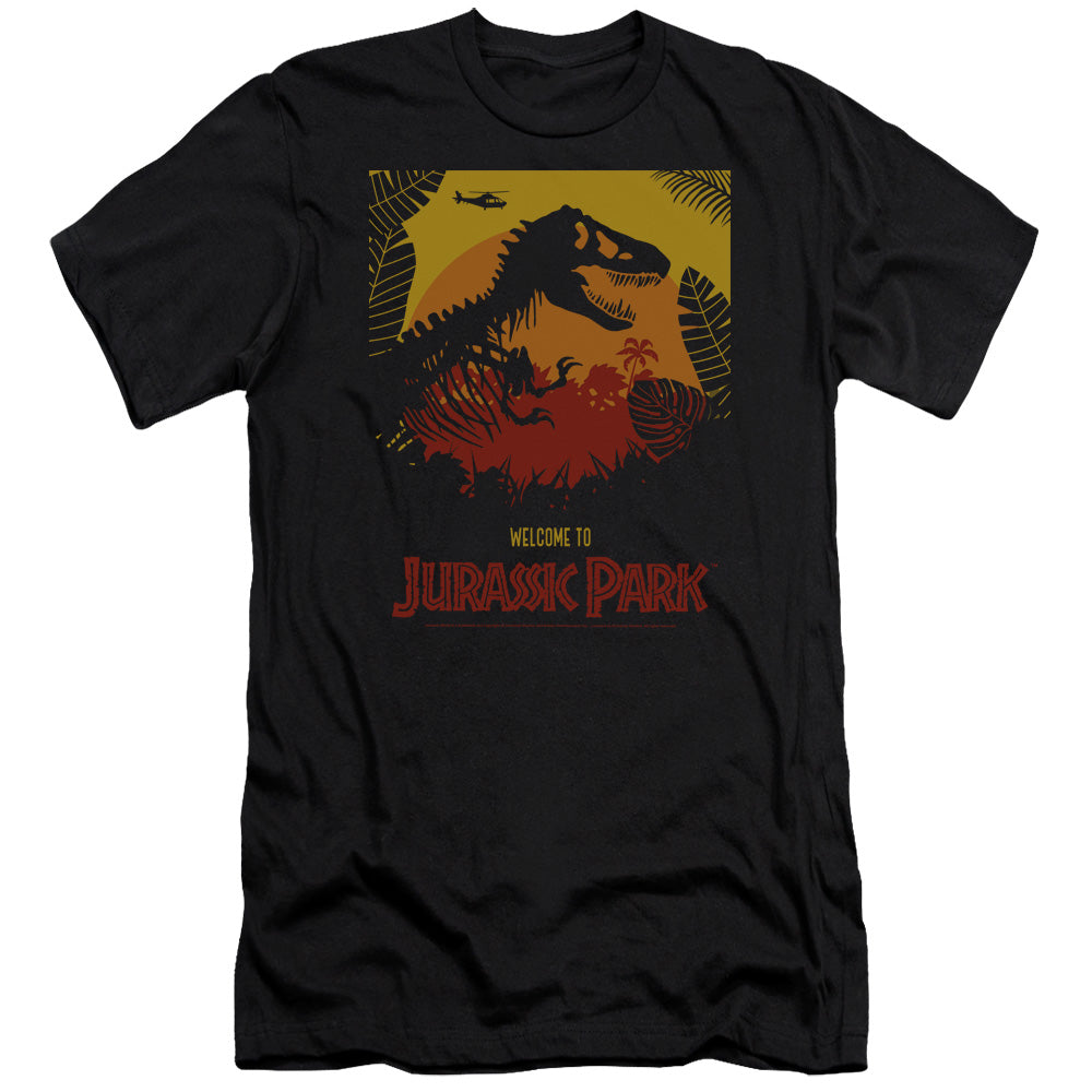 Jurassic Park Welcome To JP Men's Ultra-Soft 30/1 Cotton Slim Short-Sleeve T-Shirt