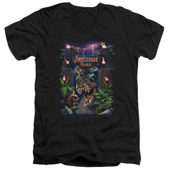 Jurassic Park Welcome To The Park Men's 30/1 Cotton Slim V-Neck T-Shirt