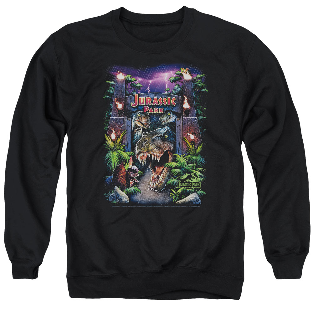 Jurassic Park Welcome To The Park Men's Crewneck 50 50 Poly Long-Sleeve T-Shirt