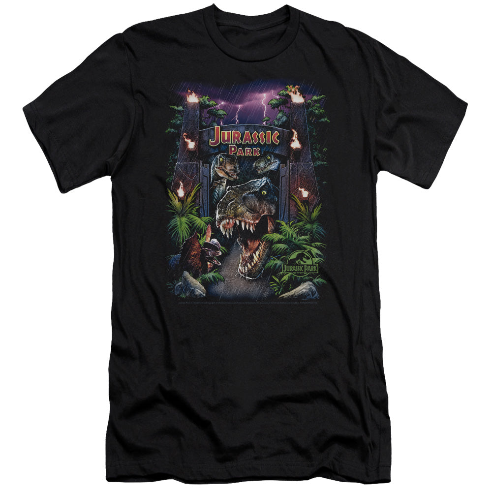 Jurassic Park Welcome To The Park Men's Ultra-Soft 30/1 Cotton Slim Short-Sleeve T-Shirt