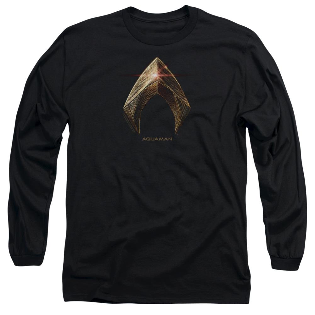 Justice League Movie Aquaman Logo Men's 18/1 Cotton Long-Sleeve T-Shirt
