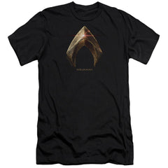Justice League Movie Aquaman Logo Men's Ultra-Soft 30/1 Cotton Slim Short-Sleeve T-Shirt