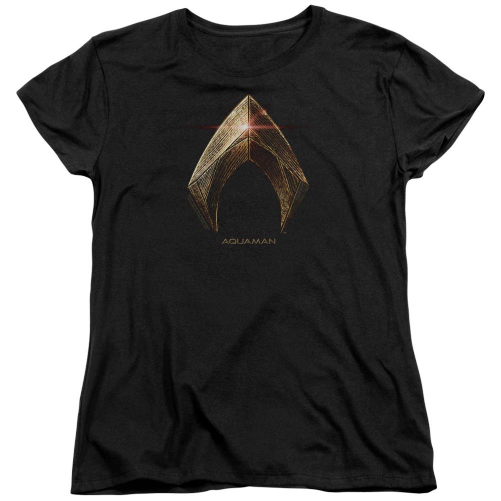 Justice League Movie Aquaman Logo Women's 18/1 Cotton Short-Sleeve T-Shirt