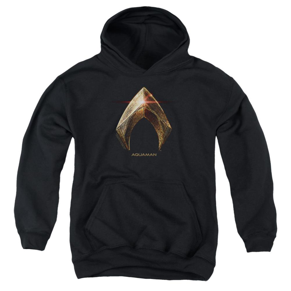 Justice League Movie Aquaman Logo Youth Cotton Poly Pull-Over Hoodie