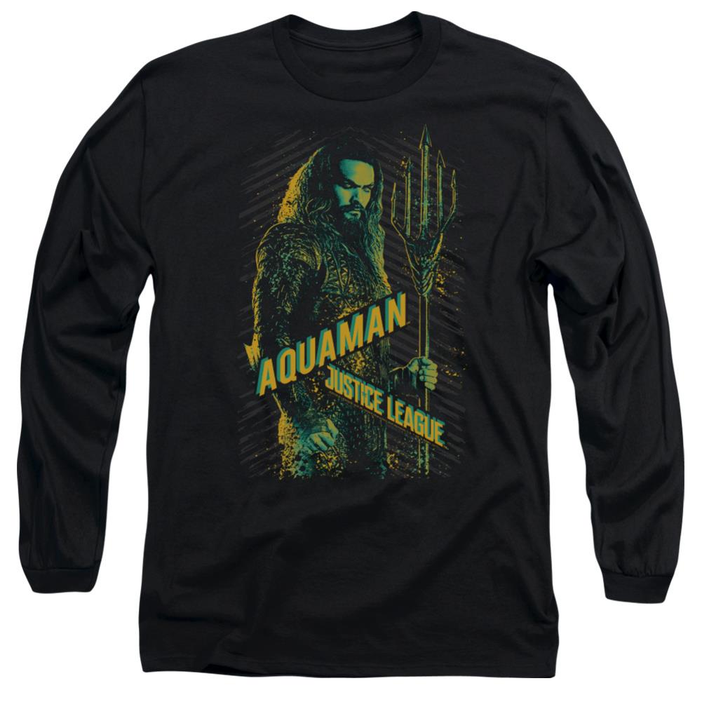 Justice League Movie Aquaman Men's 18/1 Cotton Long-Sleeve T-Shirt