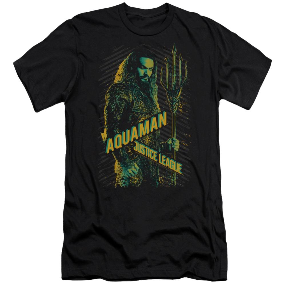 Justice League Movie Aquaman Men's Ultra-Soft 30/1 Cotton Slim Short-Sleeve T-Shirt