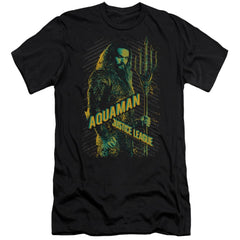 Justice League Movie Aquaman Men's Ultra-Soft 30/1 Cotton Slim Short-Sleeve T-Shirt