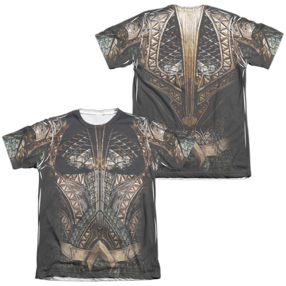 Justice League Movie Aquaman Uniform (Front/Back Print) Men's Regular Fit Poly Cotton Short-Sleeve T-Shirt