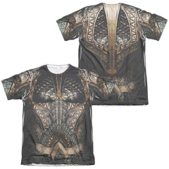 Justice League Movie Aquaman Uniform (Front/Back Print) Men's Regular Fit Poly Cotton Short-Sleeve T-Shirt