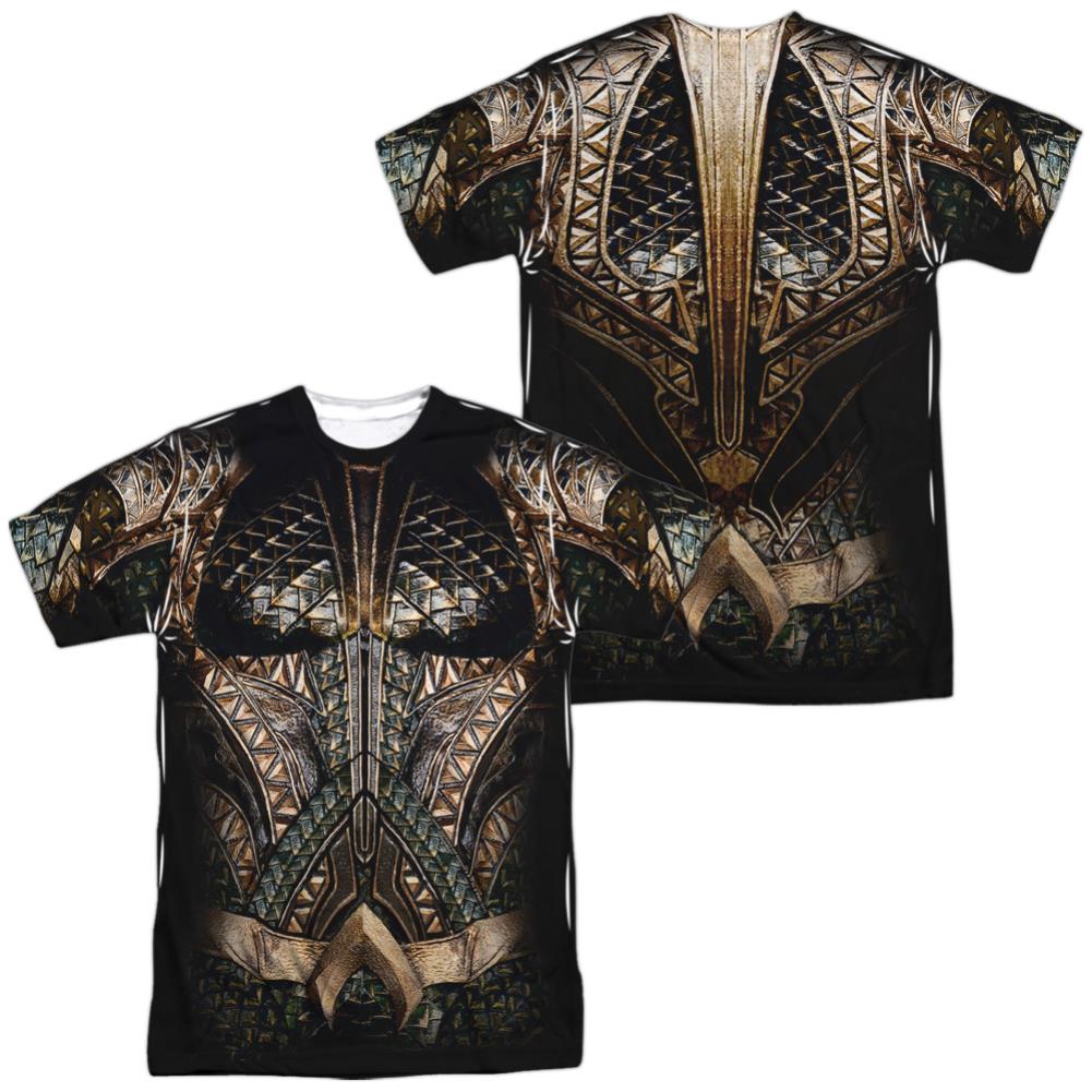 Justice League Movie Aquaman Uniform (Front/Back Print) Men's Regular Fit Polyester Short-Sleeve T-Shirt