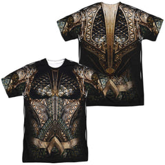 Justice League Movie Aquaman Uniform (Front/Back Print) Men's Regular Fit Polyester Short-Sleeve T-Shirt