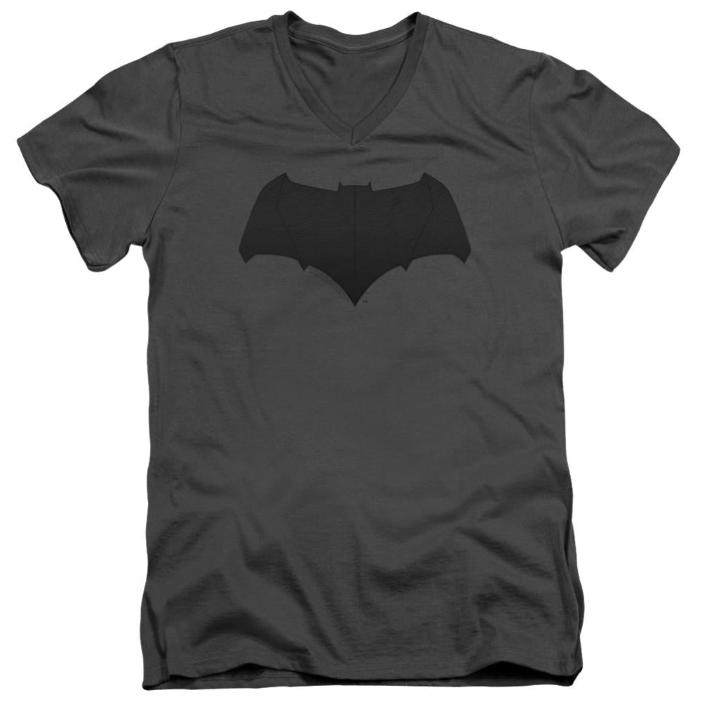 Justice League Movie Batman Logo Men's 30/1 Cotton Slim V-Neck T-Shirt