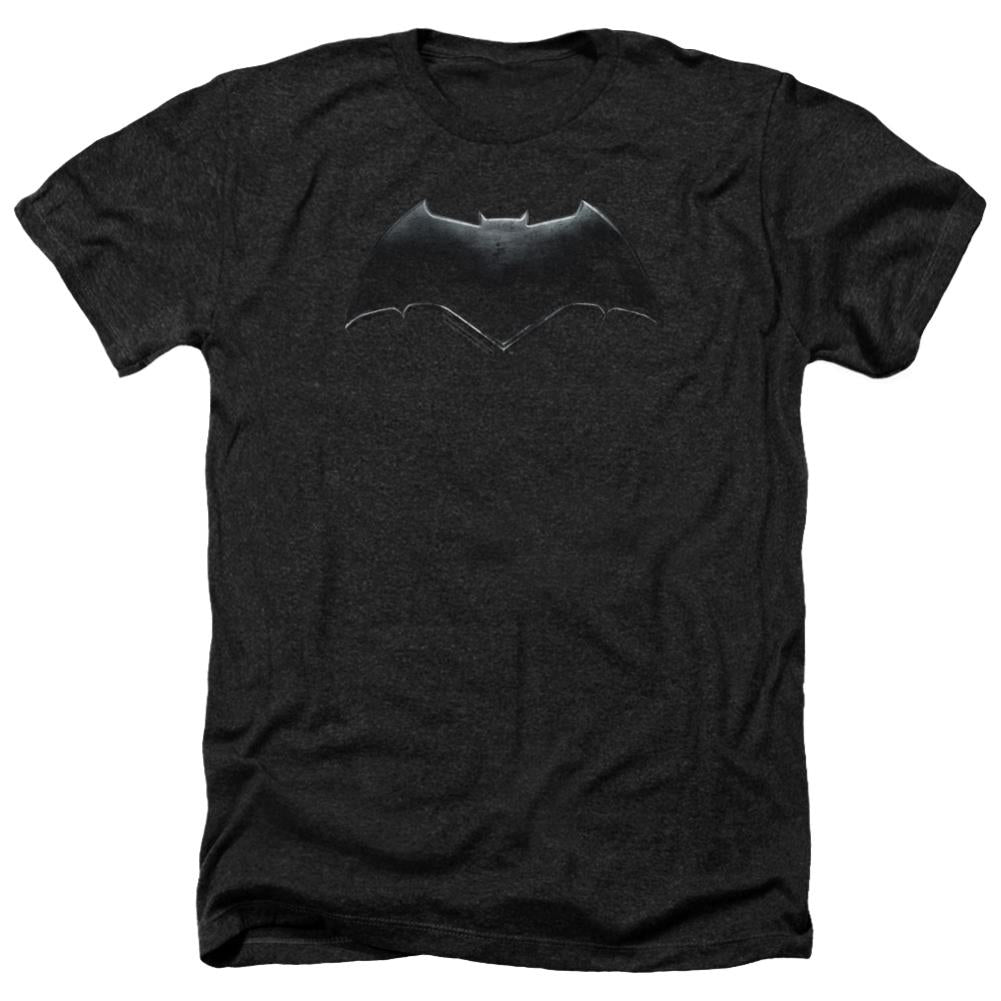 Justice League Movie Batman Logo Men's 30/1 Heather 60 40 Poly Short-Sleeve T-Shirt