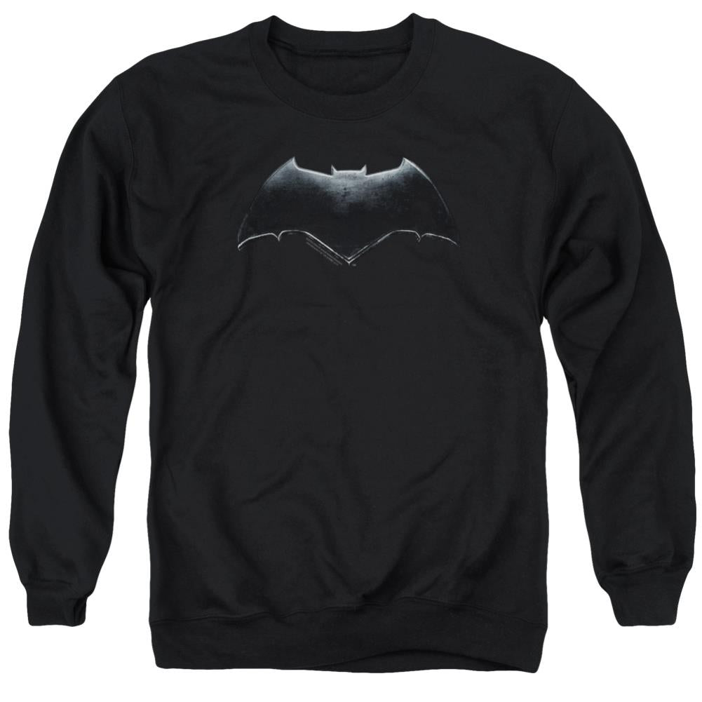 Justice League Movie Batman Logo Men's Crewneck 50 50 Poly Long-Sleeve T-Shirt