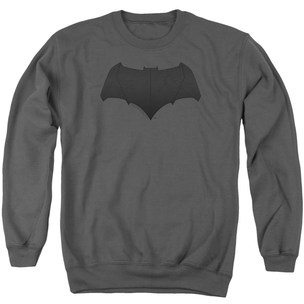 Justice League Movie Batman Logo Men's Crewneck 50 50 Poly Long-Sleeve T-Shirt