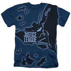 Justice League Movie Batman Men's 30/1 Cotton Poly SS Heather T