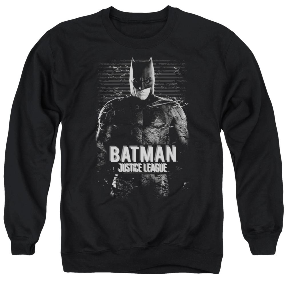 Justice League Movie Batman Men's Crewneck 50 50 Poly Long-Sleeve T-Shirt