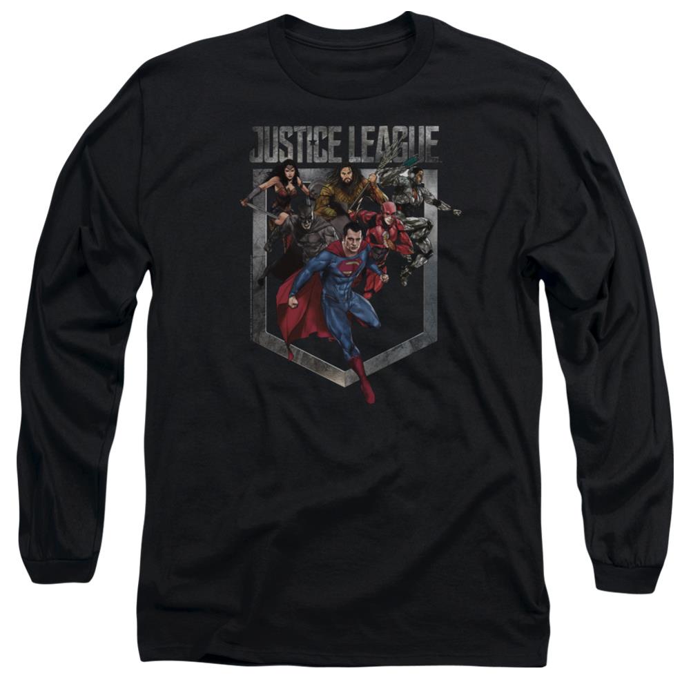 Justice League Movie Charge Men's 18/1 Cotton Long-Sleeve T-Shirt