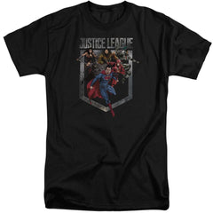 Justice League Movie Charge Men's 18/1 Tall Cotton Short-Sleeve T-Shirt