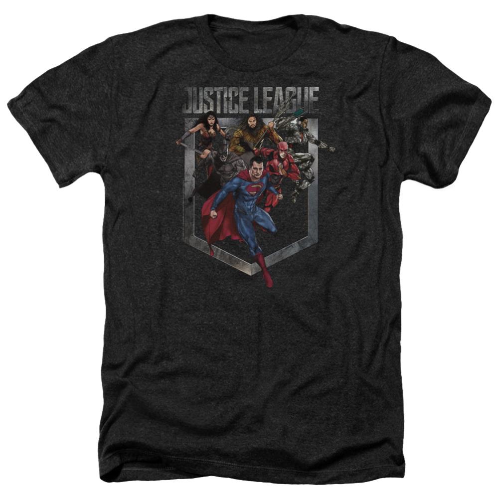 Justice League Movie Charge Men's 30/1 Heather 60 40 Poly Short-Sleeve T-Shirt