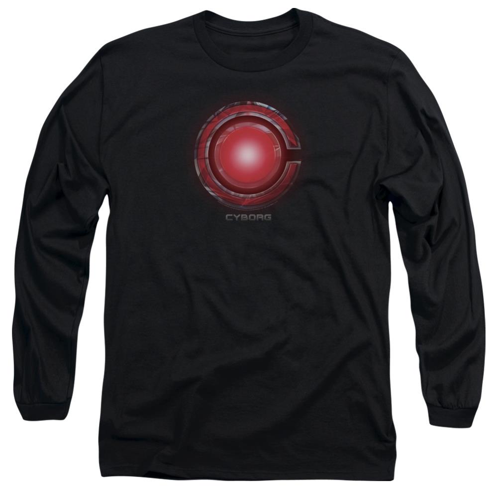 Justice League Movie Cyborg Logo Men's 18/1 Cotton Long-Sleeve T-Shirt