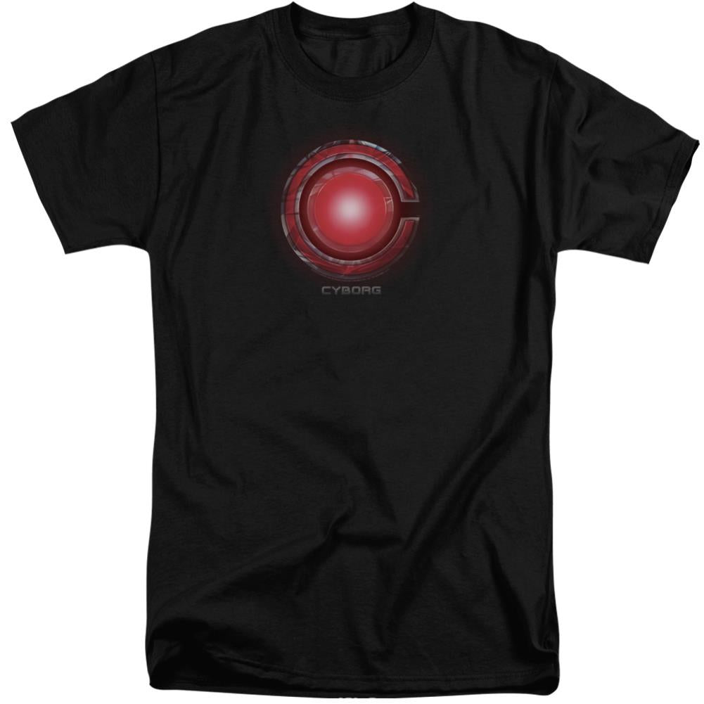 Justice League Movie Cyborg Logo Men's 18/1 Tall Cotton Short-Sleeve T-Shirt