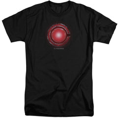 Justice League Movie Cyborg Logo Men's 18/1 Tall Cotton Short-Sleeve T-Shirt