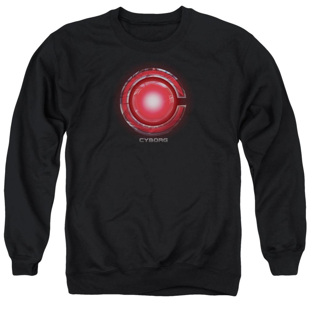 Justice League Movie Cyborg Logo Men's Crewneck 50 50 Poly Long-Sleeve T-Shirt