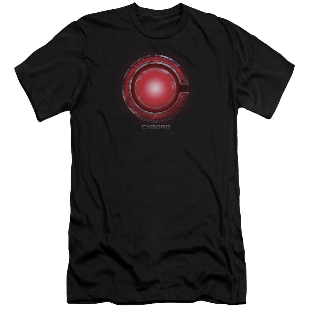 Justice League Movie Cyborg Logo Men's Ultra-Soft 30/1 Cotton Slim Short-Sleeve T-Shirt