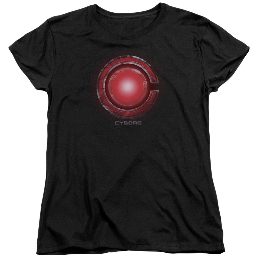 Justice League Movie Cyborg Logo Women's 18/1 Cotton Short-Sleeve T-Shirt