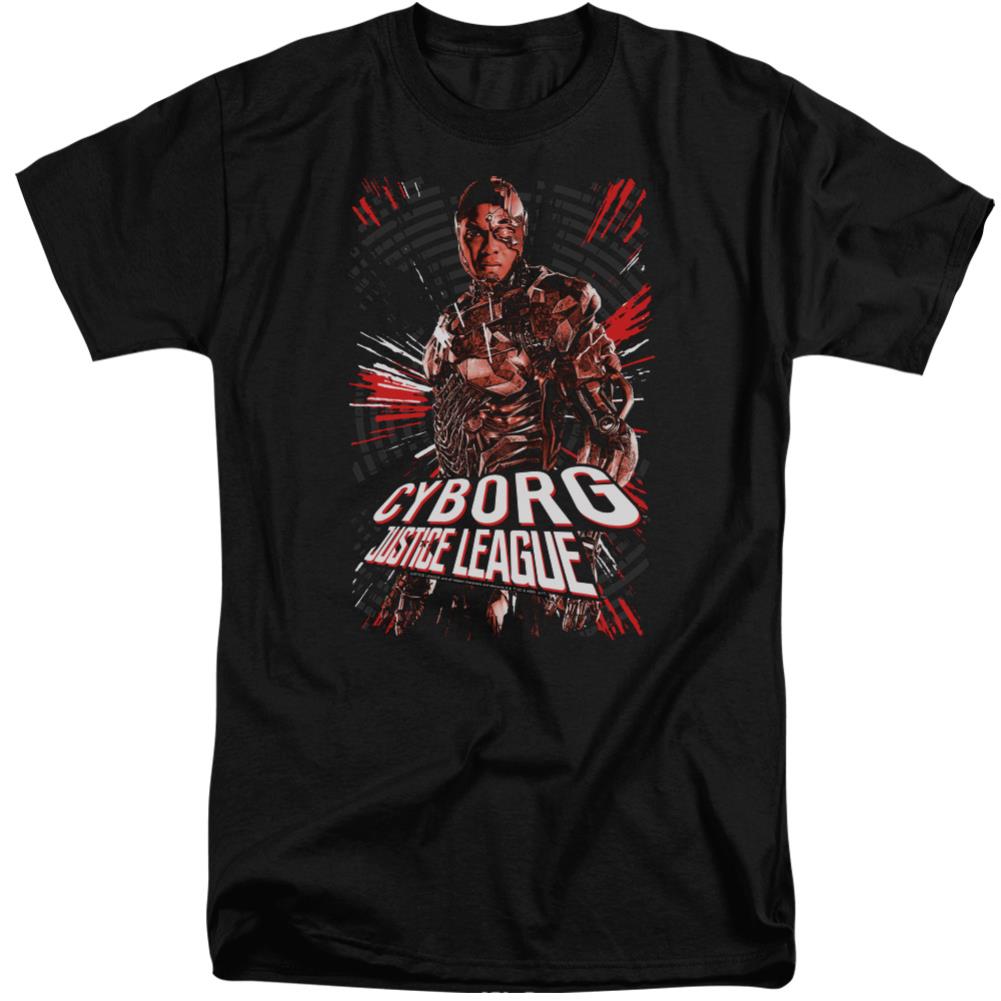 Justice League Movie Cyborg Men's 18/1 Tall Cotton Short-Sleeve T-Shirt