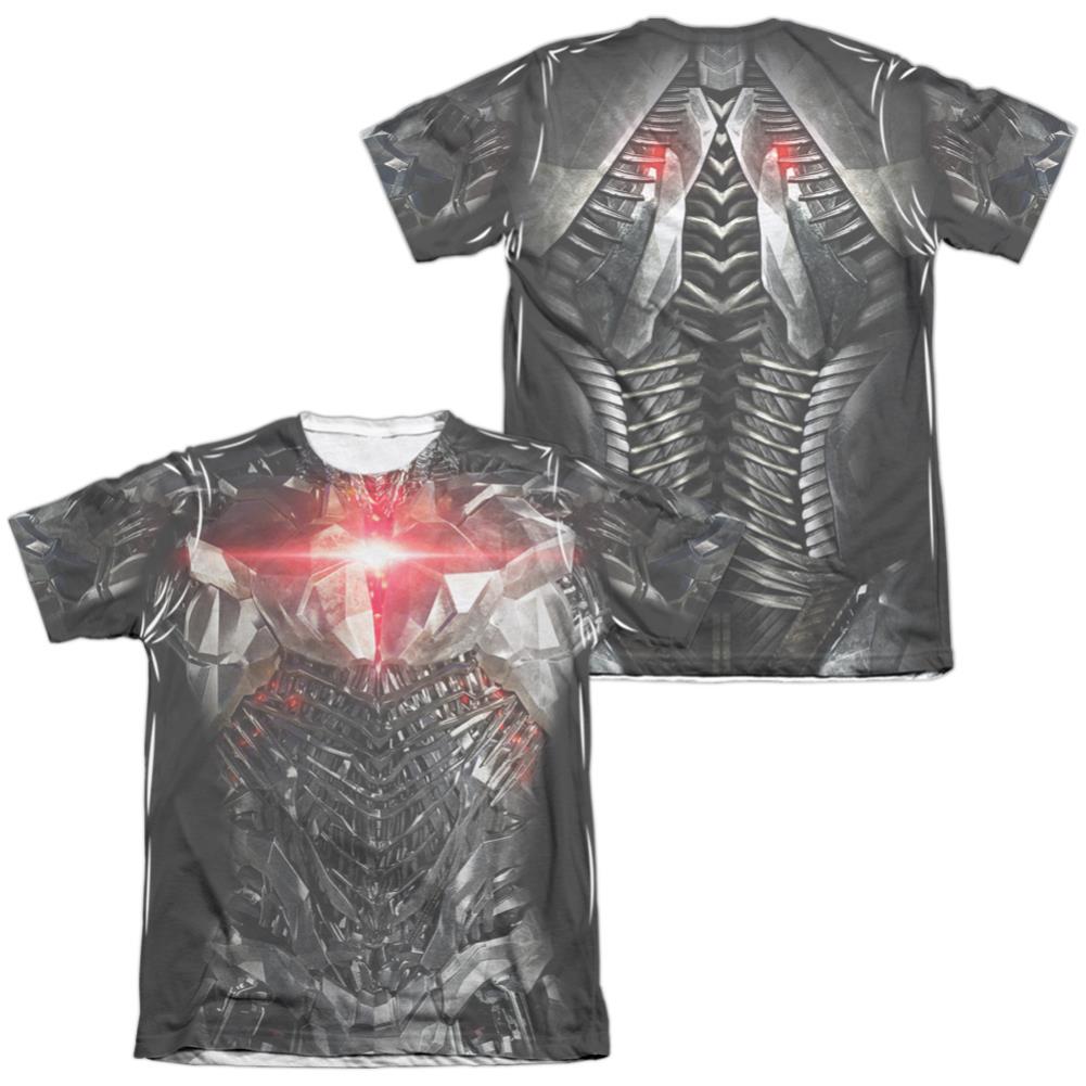 Justice League Movie Cyborg Uniform (Front/Back Print) Men's Regular Fit Poly Cotton Short-Sleeve T-Shirt