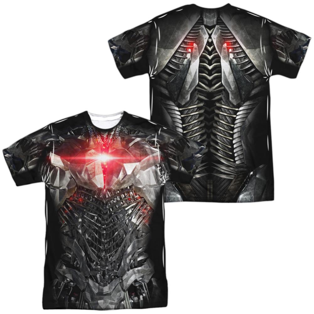 Justice League Movie Cyborg Uniform (Front/Back Print) Men's Regular Fit Polyester Short-Sleeve T-Shirt