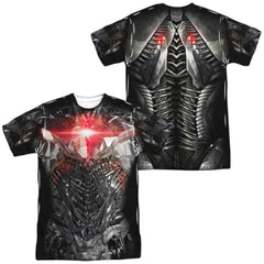 Justice League Movie Cyborg Uniform (Front/Back Print) Men's Regular Fit Polyester Short-Sleeve T-Shirt