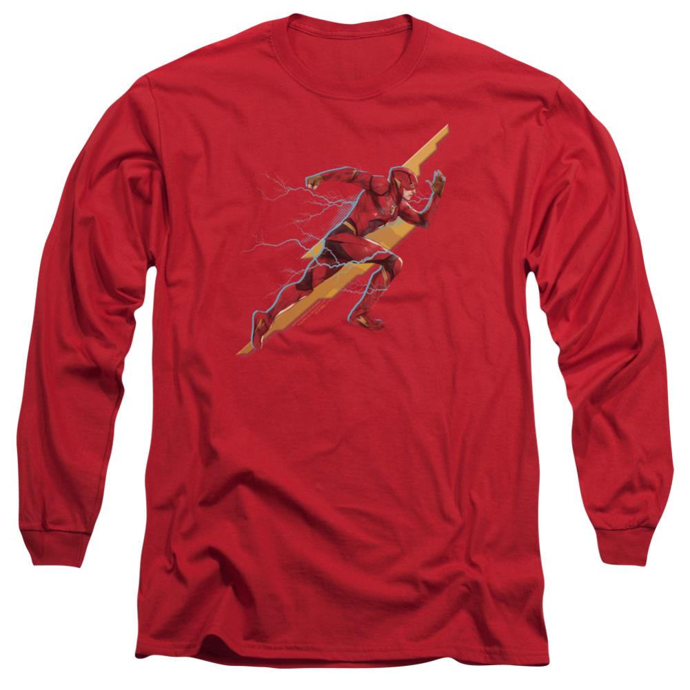 Justice League Movie Flash Forward Men's 18/1 Cotton Long-Sleeve T-Shirt