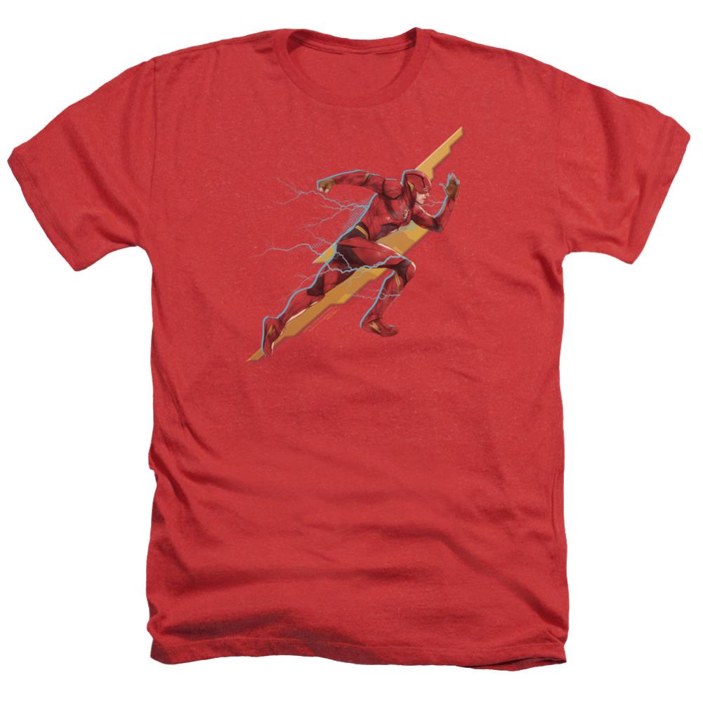 Justice League Movie Flash Forward Men's 30/1 Heather 60 40 Poly Short-Sleeve T-Shirt