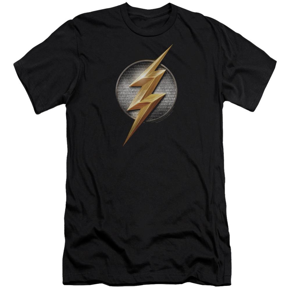 Justice League Movie Flash Logo Men's Ultra-Soft 30/1 Cotton Slim Short-Sleeve T-Shirt