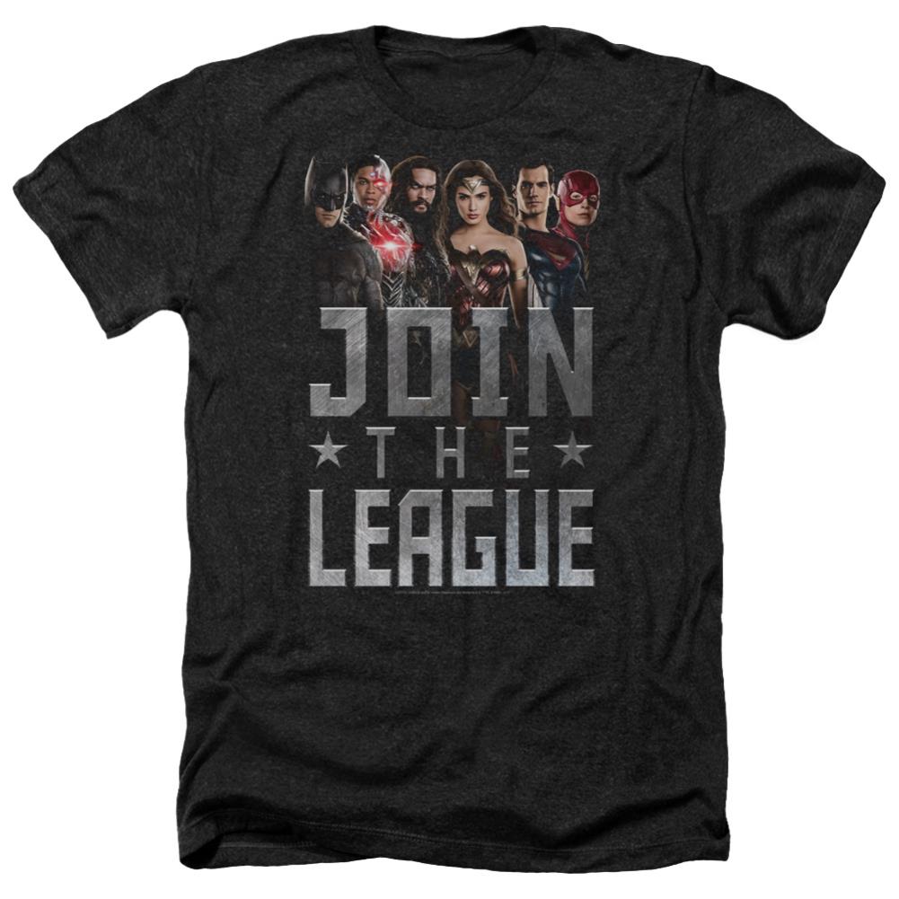 Justice League Movie Join The League Men's 30/1 Heather 60 40 Poly Short-Sleeve T-Shirt